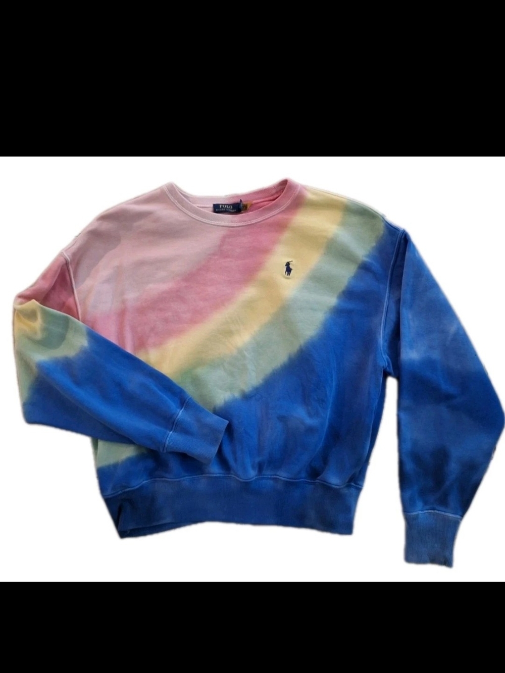 Polo Ralph Lauren Womens Pullover Tie Dye XS French Terry Sweatshirt Rainbow